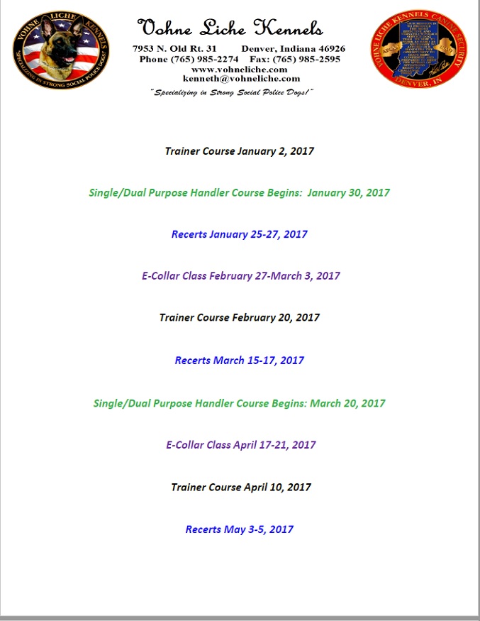 2017 Combined Schedule for VLK
